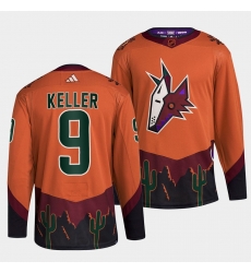 Men Arizona Coyotes 9 Clayton Keller Orange 2022 23 Reverse Retro Stitched Jersey