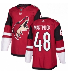 Mens Adidas Arizona Coyotes 48 Jordan Martinook Premier Burgundy Red Home NHL Jersey 