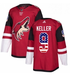 Mens Adidas Arizona Coyotes 9 Clayton Keller Authentic Red USA Flag Fashion NHL Jersey 