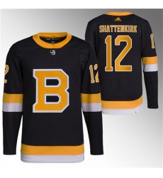 Men Boston Bruins 12 Kevin Shattenkirk Black Home Breakaway Stitched Jersey