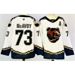 Men Boston Bruins 73 Charlie McAvoy White 2024 25 With A Patch Reverse Retro Home Stitched Hockey Jersey