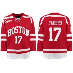 Boston University Terriers BU 17 Dante Fabbro Red Stitched Hockey Jersey