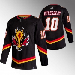 Men Calgary Flames 10 Jonathan Huberdeau 2020 21 Black Reverse Retro Stitched Jersey