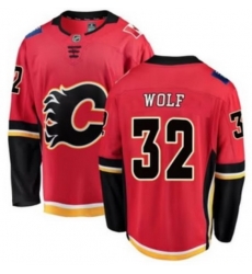 Men Calgary Flames Dustin Wolf #32 NHL Adidas Stitched Jersey Red Black