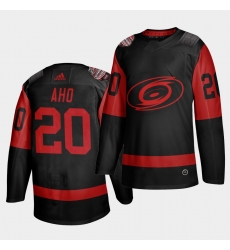 Carolina Hurricanes 20 Sebastian Aho Black Men 2021 Stadium Series Outdoor Game Jersey