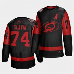 Carolina Hurricanes 74 Jaccob Slavin Black Men 2021 Stadium Series Outdoor Game Jersey