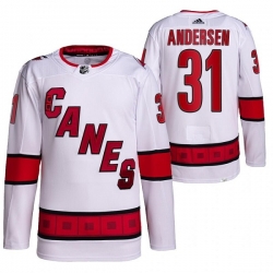 Men Carolina Hurricanes 31 Frederik Andersen White Stitched Jersey