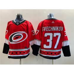 Men Carolina Hurricanes 37 Andrei Svechnikov Red Stitched Jersey