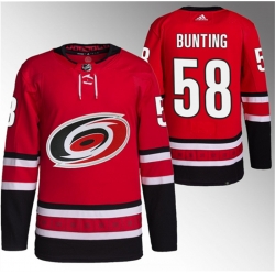 Men Carolina Hurricanes 58 Michael Bunting Red Stitched Jersey