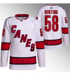 Men Carolina Hurricanes 58 Michael Bunting White Stitched Jersey