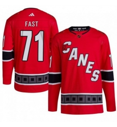 Men Carolina Hurricanes 71 Jesper Fast 2022 23 Reverse Retro Red Stitched Jersey