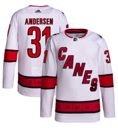 Men Carolina Hurricanes Frederik Andersen 31 White Adidas Reverse Retro Jersey