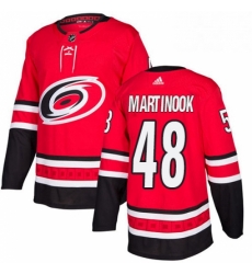 Mens Adidas Carolina Hurricanes 48 Jordan Martinook Authentic Red Home NHL Jersey 