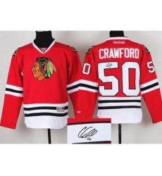 Chicago Blackhawks 50 Corey Crawford Red Signed Jerseys