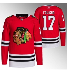 Men Chicago Blackhawks 17 Nick Foligno Red Stitched Hockey Jersey