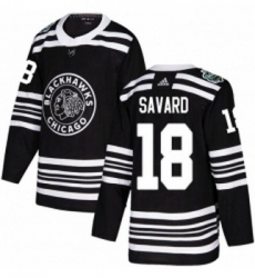 Youth Adidas Chicago Blackhawks 18 Denis Savard Authentic Black 2019 Winter Classic NHL Jersey 