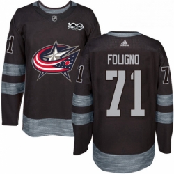 Mens Adidas Columbus Blue Jackets 71 Nick Foligno Premier Black 1917 2017 100th Anniversary NHL Jersey 