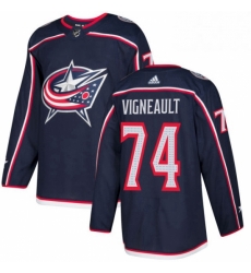 Mens Adidas Columbus Blue Jackets 74 Sam Vigneault Authentic Navy Blue Home NHL Jersey 