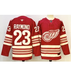 Men Detroit Red Wings 23 Lucas Raymond Red 2025 26 Centennial Premium Stitched Hockey Jersey