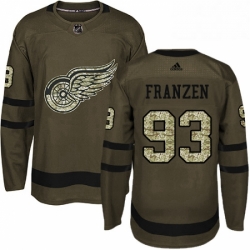 Mens Adidas Detroit Red Wings 93 Johan Franzen Premier Green Salute to Service NHL Jersey 