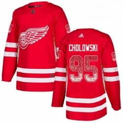 Mens Adidas Detroit Red Wings 95 Dennis Cholowski Authentic Red Drift Fashion NHL Jersey 