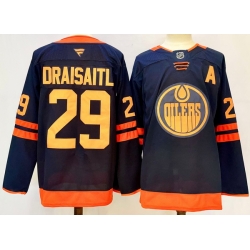 Men Edmonton Oilers 29 Leon Draisaitl Navy 2024 25 A Patch Stitched Jersey