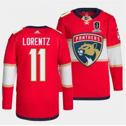 Men Florida Panthers 11 Steven Lorentz Red Home 2024 Stanley Cup Champions Stitched Jersey