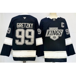 Men Los Angeles Kings 99 Wayne Gretzky Black 2024 25 Home With C Patch Stitched Hockey Jersey