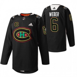 Men Montreal Canadiens 6 Shea Weber 2022 Black Warm Up History Night Stitched Jerse