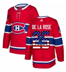 Mens Adidas Montreal Canadiens 25 Jacob de la Rose Authentic Red USA Flag Fashion NHL Jersey 