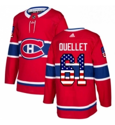 Mens Adidas Montreal Canadiens 61 Xavier Ouellet Authentic Red USA Flag Fashion NHL Jersey 