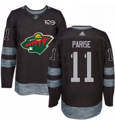 Mens Adidas Minnesota Wild 11 Zach Parise Premier Black 1917 2017 100th Anniversary NHL Jersey 