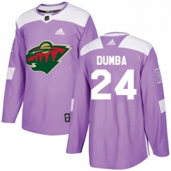 Mens Adidas Minnesota Wild 24 Matt Dumba Authentic Purple Fights Cancer Practice NHL Jersey 