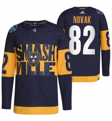 Men Nashville Predators 82 Tommy Novak 2022 Navy Stadium Series Breakaway Player Stitched Jersey