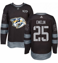 Mens Adidas Nashville Predators 25 Alexei Emelin Authentic Black 1917 2017 100th Anniversary NHL Jersey 