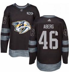 Mens Adidas Nashville Predators 46 Pontus Aberg Authentic Black 1917 2017 100th Anniversary NHL Jersey 