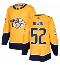 Mens Adidas Nashville Predators 52 Matt Irwin Authentic Gold Home NHL Jersey 