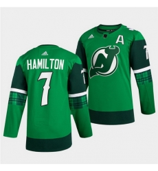 Men New jerseyy Devils 7 Dougie Hamilton Green Warm Up St Patricks Day Stitched jersey