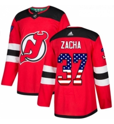 Youth Adidas New Jersey Devils 37 Pavel Zacha Authentic Red USA Flag Fashion NHL Jersey 