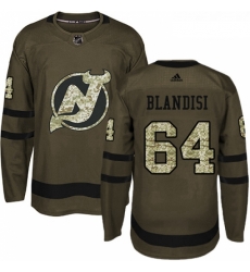 Youth Adidas New Jersey Devils 64 Joseph Blandisi Authentic Green Salute to Service NHL Jersey 