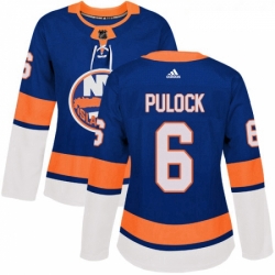 Womens Adidas New York Islanders 6 Ryan Pulock Authentic Royal Blue Home NHL Jersey 