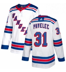 Mens Adidas New York Rangers 31 Ondrej Pavelec Authentic White Away NHL Jersey 