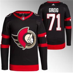 Men Ottawa Senators 71 Ridly Greig Black Premier Breakaway Stitched Jersey