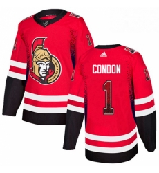 Mens Adidas Ottawa Senators 1 Mike Condon Authentic Red Drift Fashion NHL Jersey 