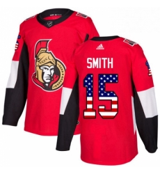 Mens Adidas Ottawa Senators 15 Zack Smith Authentic Red USA Flag Fashion NHL Jersey 