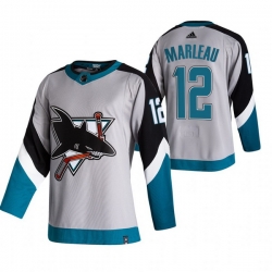 Men San Jose Sharks 12 Patrick Marleau Grey Adidas 2020 21 Reverse Retro Alternate NHL Jersey