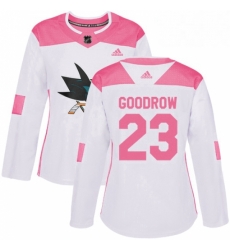 Womens Adidas San Jose Sharks 23 Barclay Goodrow Authentic WhitePink Fashion NHL Jersey 