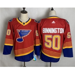 Blues 50 Jordan Binnington Red 2020 21 Reverse Retro Adidas Jersey