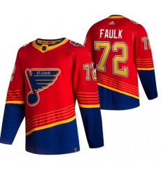 Men St  Louis Blues 72 Justin Faulk Red Adidas 2020 21 Reverse Retro Alternate NHL Jersey