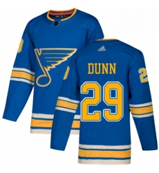 Mens Adidas St Louis Blues 29 Vince Dunn Blue Alternate Authentic Stitched NHL Jersey 